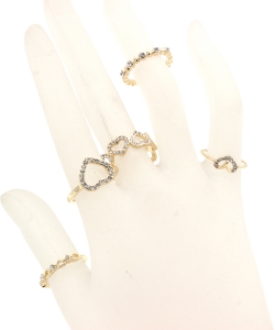5Pcs  Rhinestone Ring Set  RZ300127 GOLD CL